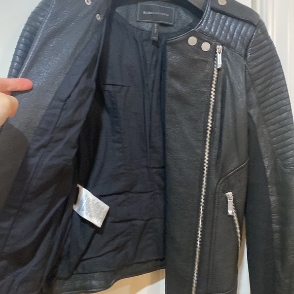 New BCBG BCBGMaxazria Black Moto Biker Leather Jacket Blake - Picture 8 of 14